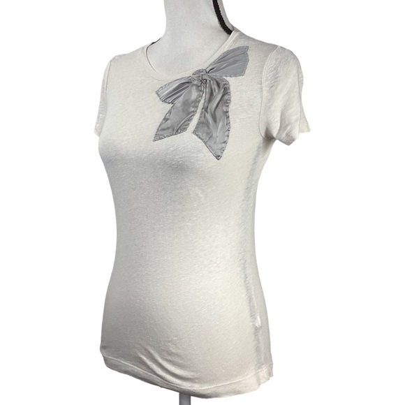 J. Crew Tee with a Silk Bow Tee SZ Small - Picture 10 of 11